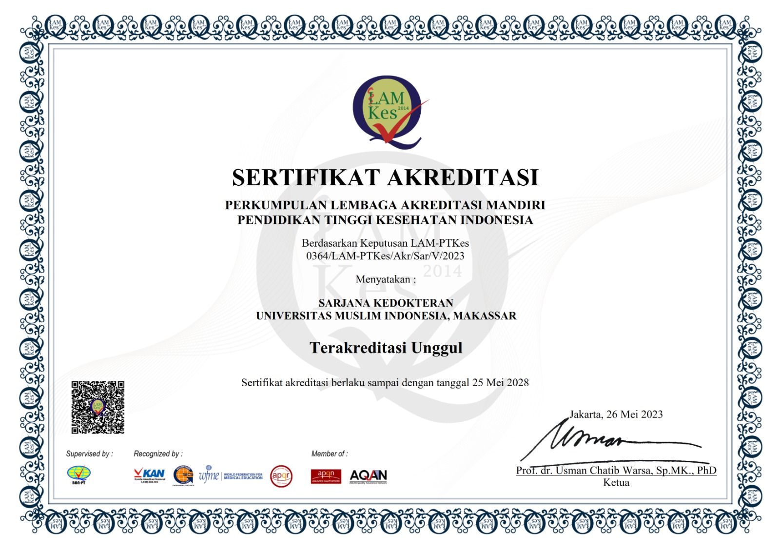 Sertifikat Akreditasi  Unggul Sarjana & Profesi Dokter UMI 2023