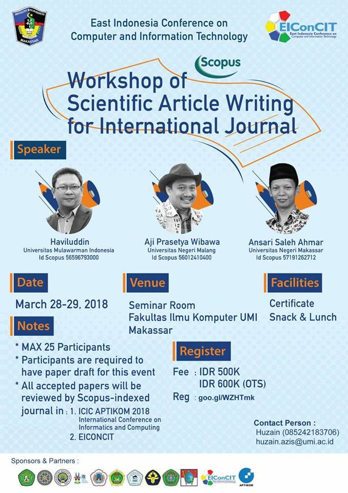 Workshop Scientific Article Writing for International Jurnal 2018